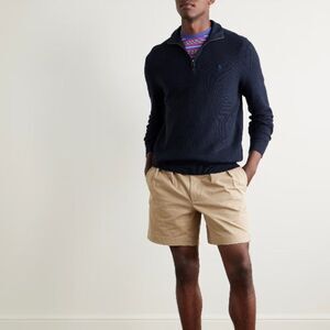 POLO RALPH LAUREN Logo-Embroidered Honeycomb-Knit Cotton Half-Zip Sweater